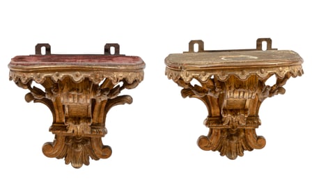 Pair of Antique Continental Giltwood Brackets