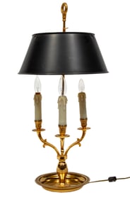 French Brass and Tole Three-Light Bouillotte Lamp