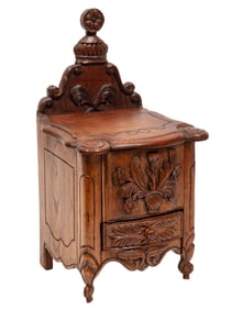 French Provincial Carved Fruitwood Salt Box