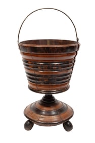 Antique English Turned Wood Peat Bucket