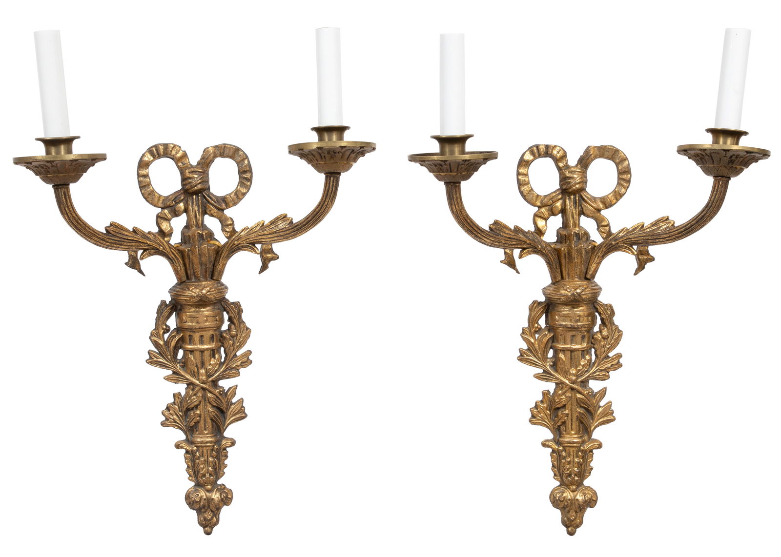 Pair of Louis XVI-Style Bronze Two-Light Sconces (1 of 2)