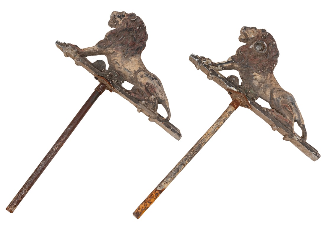 Pair of Patinated Lead Lion Figure Fragments (1 of 2)