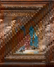 Continental Porcelain Home Altar of the Holy Family in Shadowbox Frame