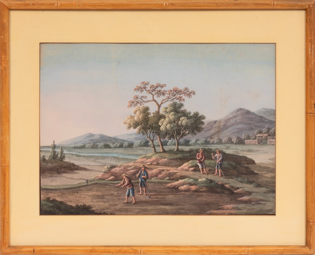 Chinese Trade School 19th c., "Tea Cultivation", 2 gouaches on paper (1 of 4)