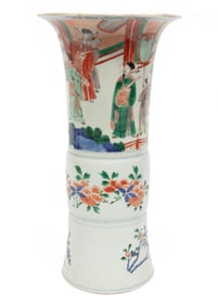 Chinese Wucai Famille Verte Porcelain Gu Vase
