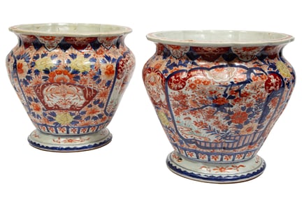Pair of Japanese Imari Porcelain Jardinieres