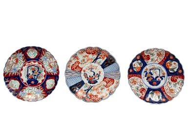 Three Japanese Imari Porcelain Chargers