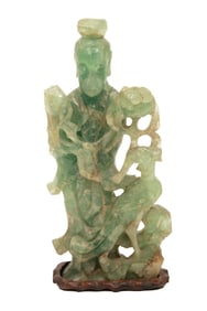 Chinese Green Quartz Figural Group