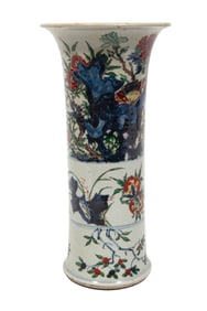 Chinese Famille Verte Porcelain Gu Vase