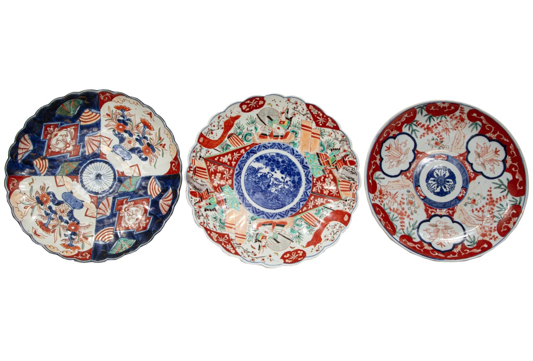 Three Japanese Imari Porcelain Chargers (1 of 2)