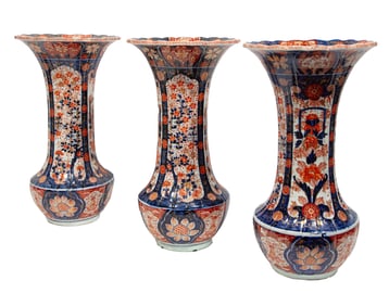 Three Large Japanese Imari Porcelain Vases