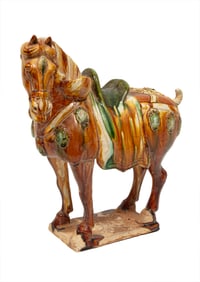 Chinese Tang-Style Glazed Pottery Caparisoned Horse