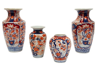 Four Japanese Imari Porcelain Vases