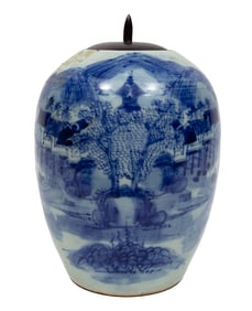 Chinese Blue and White Porcelain Ovoid Jar