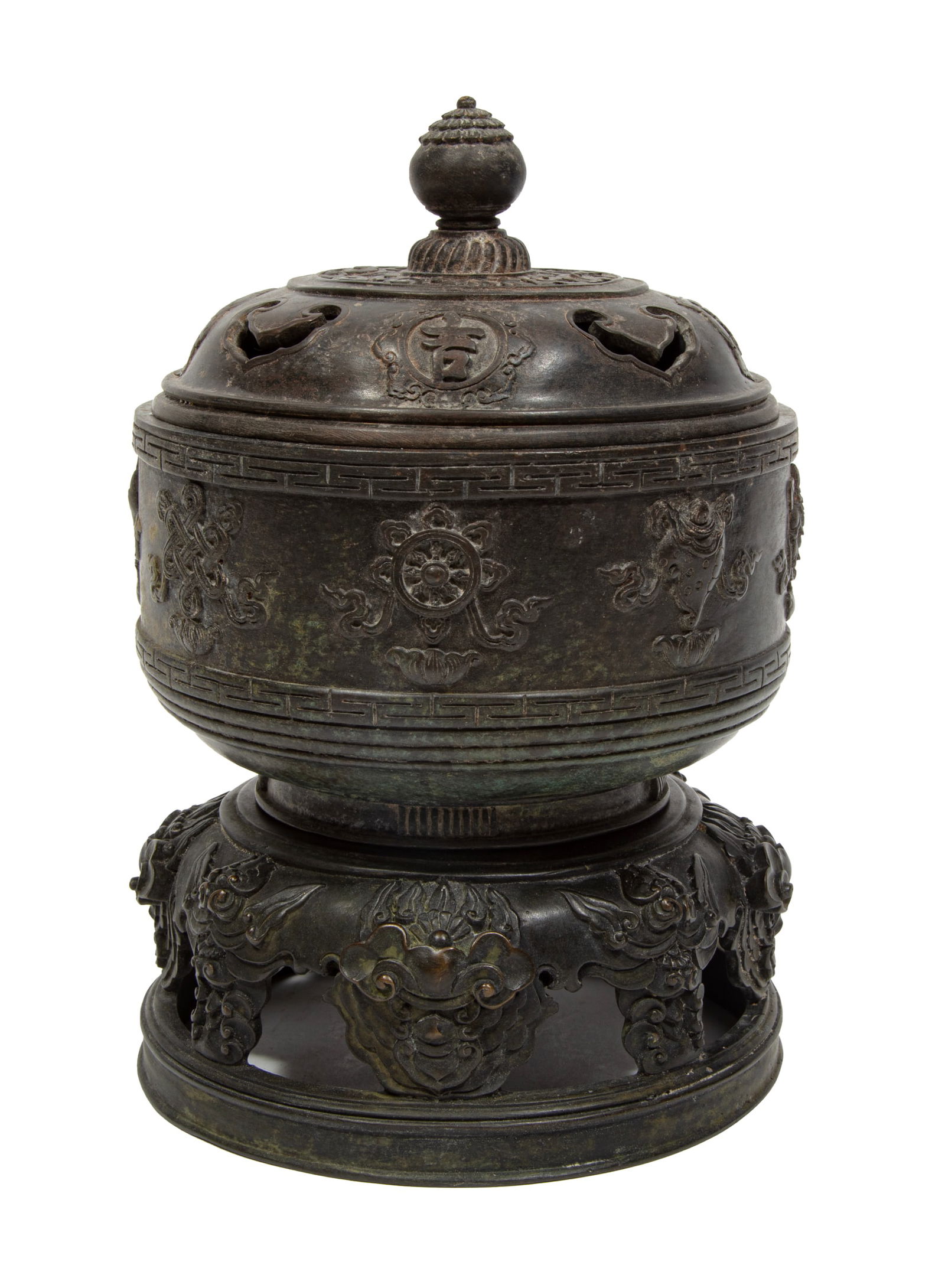 Chinese Bronze Covered Censer on Stand (1 of 5)