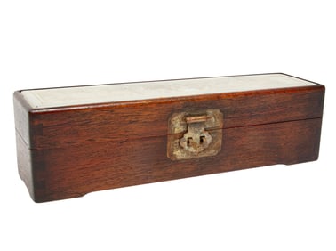Chinese Hardstone Inset Hardwood Box