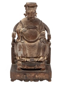 Antique Chinese Carved Wood Figure of Guandi