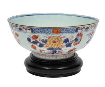 Chinese Export Imari Porcelain Punch Bowl