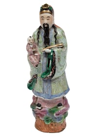 Chinese Famille Rose and Gilt Porcelain Figure of Fuxing