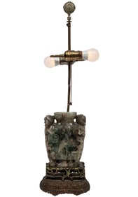 Chinese Hardstone Vase Mounted as a Lamp