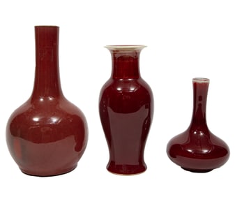 Three Chinese Glazed Porcelain Vases