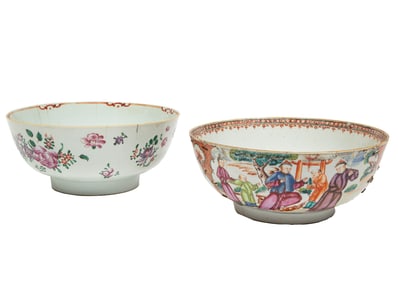 Two Chinese Export Famille Rose Porcelain Bowls