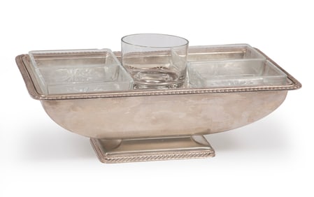 Vintage Silverplate and Glass Caviar Server