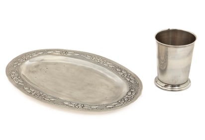 Wallace Sterling Silver Julep Cup, together with Mexican Sterling Tray