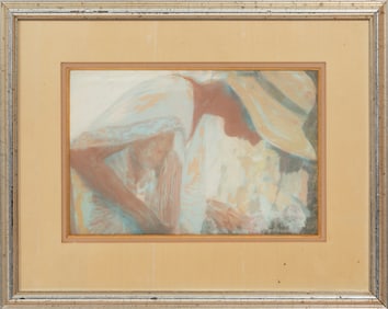 Jacques de Mol, French 20th c., "Woman in a Hat", gouache on found print