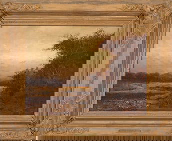 Julian Walbridge Rix, American/Vermont 1850-1903, "Landscape with Gnarled Trees", oil on canvas