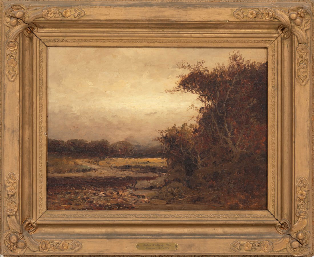 Julian Walbridge Rix, American/Vermont 1850-1903, "Landscape with Gnarled Trees", oil on canvas (1 of 3)