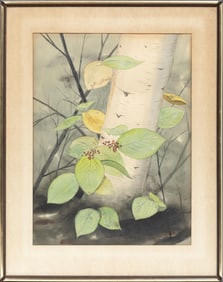 Louis Agassiz Fuertes, American/New York 1874-1927, ?Tree Trunk with Vine?, watercolor on paper
