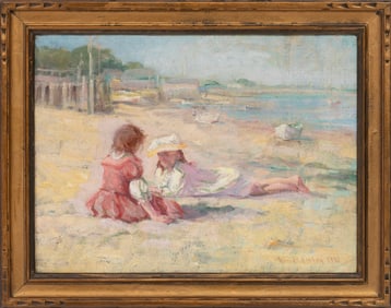 Albert C. Fauley, American/Ohio 1859-1919, "Afternoon on the Shore", oil on canvas