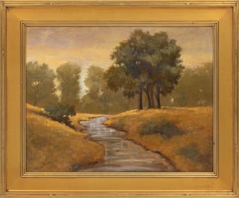 Simon Winegar, American/Utah b. 1979, "Brooks Creek", oil on masonite