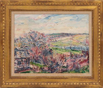 Theodore Demarest Coe, American/New York 1866-1958, "Spring Landscape", oil on canvas