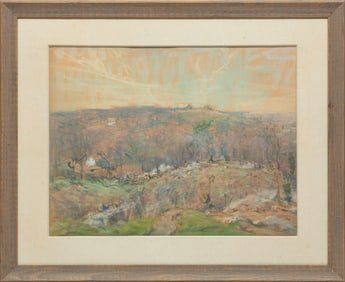 Arthur Clifton Goodwin, American/Massachusetts 1864-1929, "Spring Landscape", pastel on paper laid