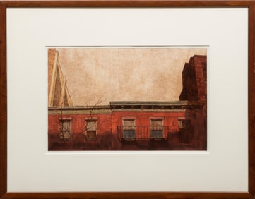 Dom Lee, South Korean/American b. 1959, "Cityscapes", 2 oils on paper