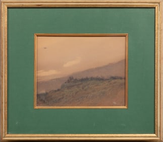 Dwight William Tryon, American/Massachusetts 1849-1925, "Hillside", watercolor on board