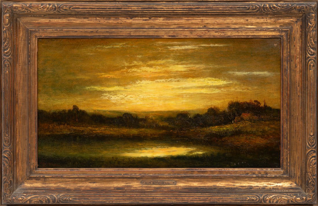 Hudson Mindell Kitchell, American/New Jersey 1862-1944, "Mirror Pool", oil on canvas (1 of 3)