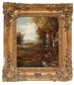 Patrick Vincent Berry, American/New York 1852-1922, "Landscape with Cows by a Stream", oil on canvas