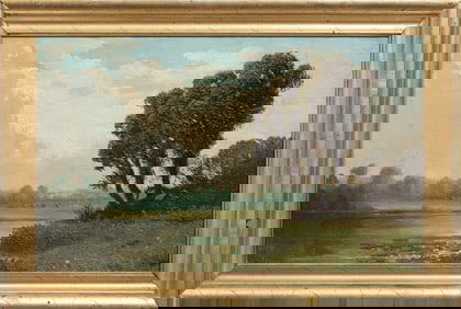 American School 1879, "Pastoral Landscape", oil on canvas