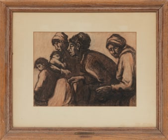 Eugene Higgins, American/New York 1874-1958, "Les Miserables", charcoal and pastel on paper