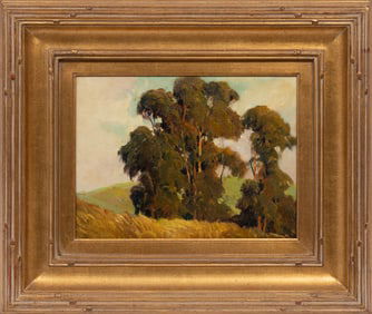 George Demont Otis, American/California 1879-1962, "Eucalyptus Trees", oil on masonite