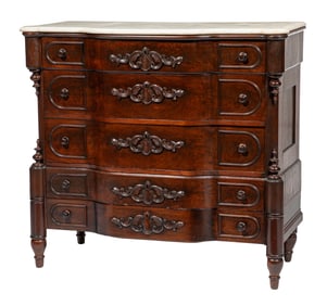 American Victorian Carved Mahogany Chest
