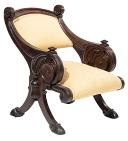 American Renaissance Carved Walnut Klismos Chair