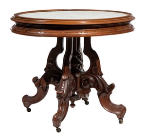 American Renaissance Revival Carved Walnut Center Table