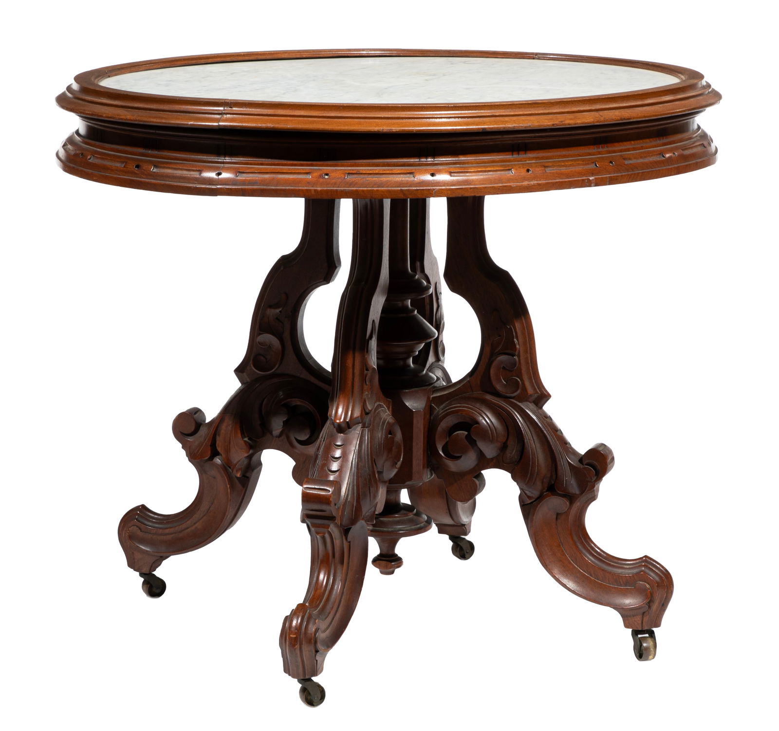American Renaissance Revival Carved Walnut Center Table (1 of 6)