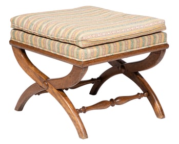 English Regency Carved Mahogany Curule Stool