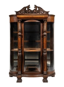 American Renaissance Carved Oak China Cabinet