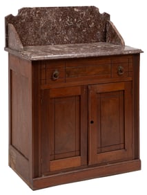 American Eastlake Burl Walnut Washstand